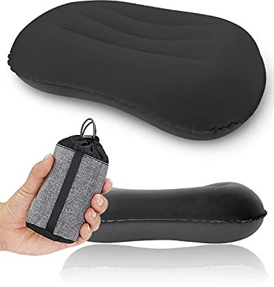 YUANYU Ultralight Camping Pillow, Compressible, Compact, Comfortable, Ergonomic Inflatable with Storage Bag, for Neck & Lumbar Support for Hiking, Camping, Traveling, Black Small Pillow, 44*28*11cm