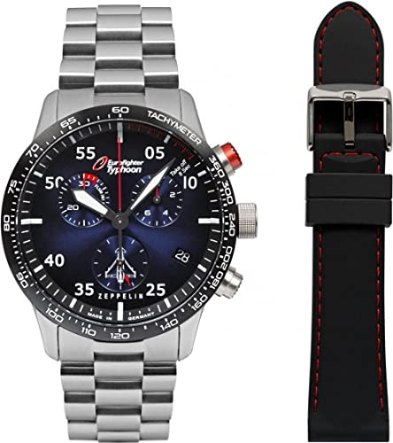Zeppelin Set Herren-Chronograph Eurofighter mit 2 Armbändern 7298M-3