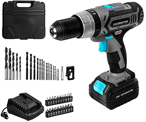 Cecotec Taladro Atornillador, Perforador y Percutor de Batería CecoRaptor Perfect ImpactDrill 2024 Advance. Batería de 24V y 2000 mAh, Velocidad 15500 rpm, Ratio de Impacto 22.500 bpm