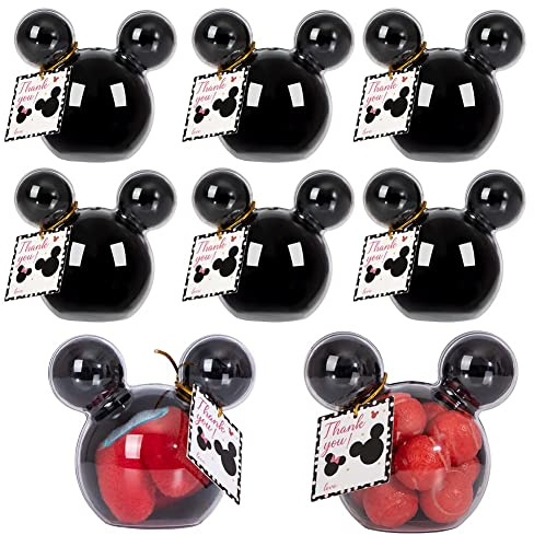 fozi cozi, 8 Pack Cartoon Mouse Party Favors for Kids 4-8 - Mouse Birthday Party Supplies, Candy Box Bags, Ice Cream Containers Bowls, Black