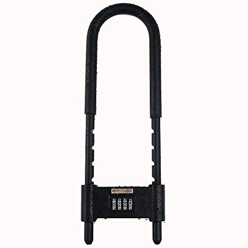 U Lock-Bicycle Combination U-Lock - Four Position Combination Padlock - Long Shackle Padlock - with Adjustable Shackle - Suitable for Bicycles, Electric Bikes, Mountain Bikes, Glass Doors
