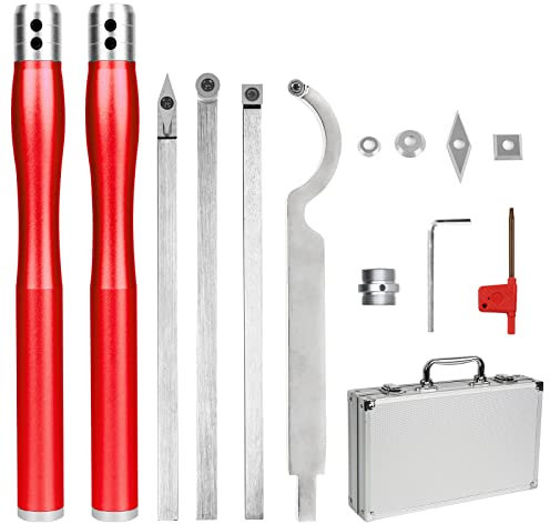 Drechseleisen,CEIEVER Drechseleisen Set mit Alubox Drechselwerkzeuge mit Drehplatten und Festkarbid-Summenschneider drehmeißel bohrstange für Holzdrehmaschine DIY