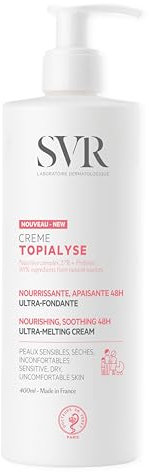 SVR - Topialyse Crème - Crème nourrissante apaisante 48H - Pour peaux sèches et sensibles - Beurre de karité, huiles végétales - 400 ml