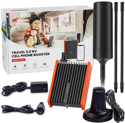 HiBoost Travel 3.0 RV Cell Phone Signal Booster | High Power Cellular Booster for RV, Camper Van,Trailer| Magnetic Moun |Boosts 4G & 5G LTE for All U.S. Carriers Verizon, AT&T, T-Mobile FCC Approved