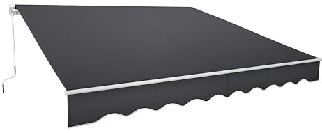 YRHome Gelenkarmmarkise Aluminium Markise Einziehbare Markise 250 x 200 cm Gelenkmarkise mit Handkurbel Terrassenmarkise Klemmmarkise Sonnenmarkise Balkonmarkise Sonnenschutz Dunkelgrau