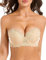 YANDW Push Up Strapless Lace Bra Strong Padded 2 Cups with Transparent Straps Reusable Sexy Balconette, nude, 34C
