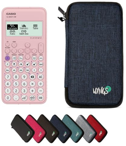 Casio FX-83GTCW Pink including a WYNGS protective case in Blue - Basic Set