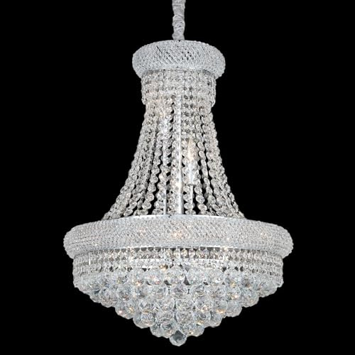 Gifarich Crystal Chandeliers for Dining Room Light Fixture,Empire Style K9 Crystal Chandeliers for Entryway,12 Lights Chrome Luxury Lighting Fixtures for Living Room Stairway Bedroom Foyer D22 Inch