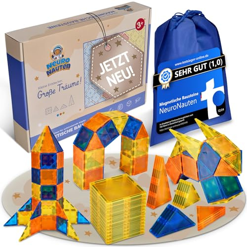 NeuroNauten® - Magnetische Bausteine für Kinder ab 3 Jahren (109-teilig) - Magnetbausteine & Magnet-Spiel für Sensorik & Motorik - Magnet-Spielzeug & Lernspiel zur Förderung von Kreativität