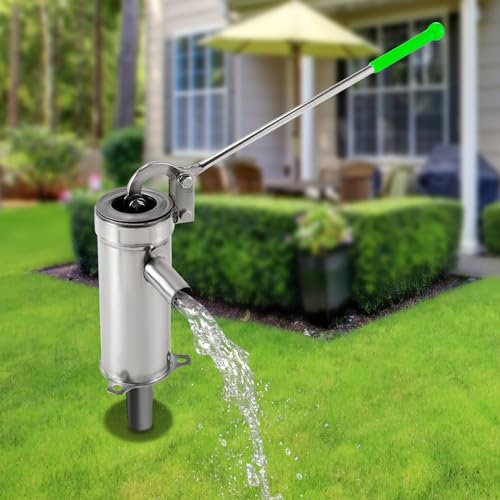 Edelstahl Handpumpe,Manuelle Brunnenpumpe Saugpumpe Gartenpumpe Wasserstrahlpumpe Bereich Pumpen 8m,Grundwasser für Gärten, Parks, Teiche
