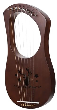 ULDIGI Holzharfe mit 7 Saiten im Retro Stil Tragbares Musikinstrument mit Hellem Klang Geeignet für Kinder zum Musizieren Überall Zufällige Farbe