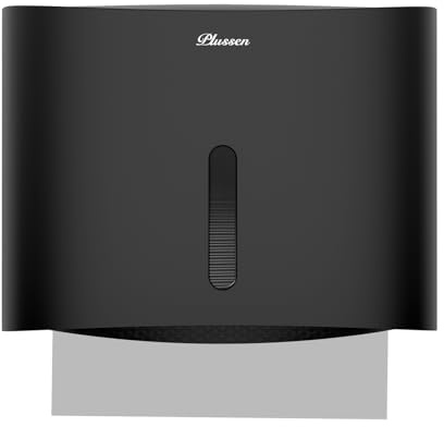 PLUSSEN Paper Towel Dispenser Wall Mounted, Adhesive Multifold Trifold c Fold Commercial Paper Towel Dispenser for Bathroom 10.8 L x 3.5 W x 8 H