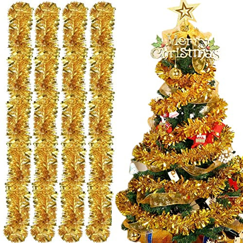 Kalamakala Guirnalda de Oropel Navidad, 4pcs Espumillon Arbol Navidad, Espumillón de Navidads, Oropel Navidads, Espumillons Decoración para Fiesta Árbol