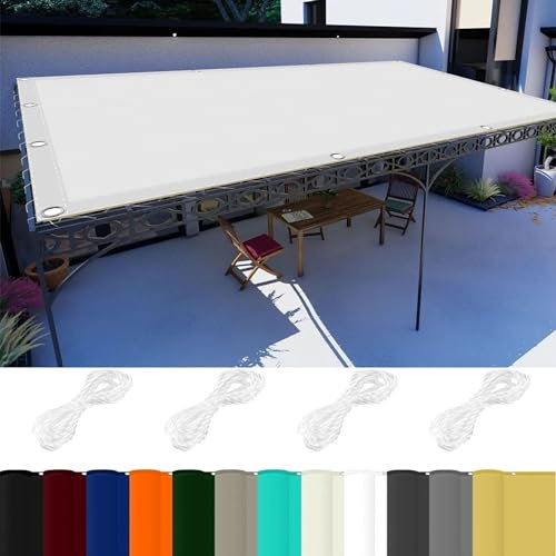 Pali per vela ombreggiante, 1,5 x 3,5 m, impermeabile, per esterni, feste, patio, bianco, resistente, tessuto in poliestere, facile installazione