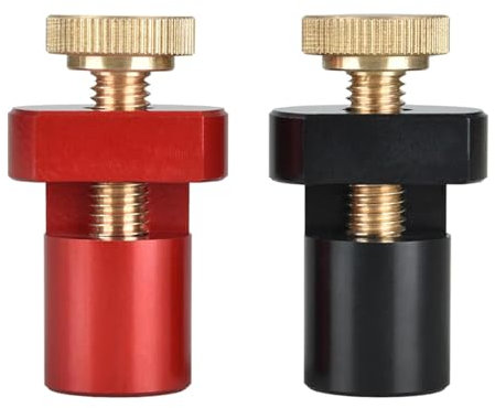 Sarini 19mm And 20mm Bench Auxiliary Clamp Thumb Screw Aluminum Alloy Woodworking Table Stop Non Slip Workbench Limiting Block Bench Brake Inserts (Black+Red)