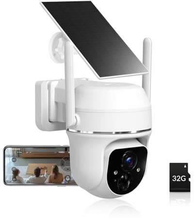 Vicohome 2K Solar Wireless WiFi Security Cameras Outdoor, 355° PTZ, Solar & Battery Powered, PIR Motion Detection, 3MP Full-Color Night Vision, IP65 Waterproof, Cloud&SD Card Storage (With SD Card)