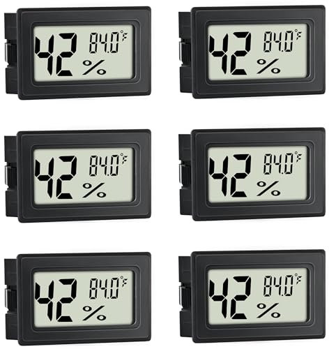 MUETKNYE Mini Digital Hygrometer Thermometer 6 Pack Humidity Meters Gauge Hygrometer with Fahrenheit (℉) for Humidors, Greenhouse, Garden, Cellar