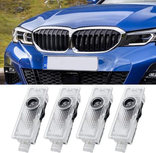SUCANY Compatibile con Luci Proiettore Porta,Per 1 2 3 4 5 6 7er M GT X1 X3 X4 X5 X6 Serie,illuminazione Sottoscocca Auto, Luce LED di benvenuto Proiettore Logo (4 Pezzi)