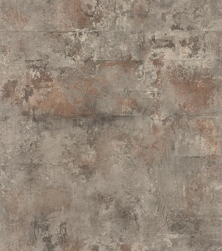 Rasch tesa Selbstklebende Tapete Betonoptik Atlas - Strukturierte Vliestapete Beton Industrial Style in Grau und Braun - Einfaches Anbringen, Ohne Kleister - 6,00m x 0,53m