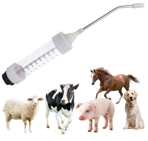 Gosknor Pistola de Alimentación Metal Veterinaria 500 ml, Pistola de Riego Ajustable para Ganado Dispensador Medicamentos con Control Dosis Preciso para Ganado Caballos Cerdos y Ovejas