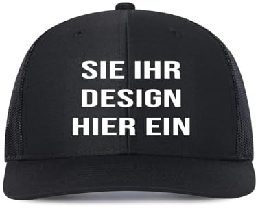 Kustima Basecap personalisiert mit Foto/Logo/Text,Baseball Cap selbst gestalten,Trucker Caps für Männer & Frauen,personalisierte Kappe mit Namen,Mesh Cap verstellbar Schwarz