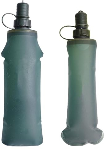 MUNSKT Soft Flask 250 ml & 500 ml, faltbare Wasserflasche zum Laufen, Wandern, Radfahren, Fitnessstudio, leichte, auslaufsichere TPU-Flaschen mit Silikon-Bissventil
