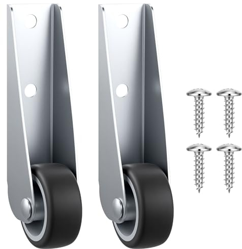 2Pcs Gate Caster Wheels with Long L-Bracket, Quiet Rubber Rolling Wheels with Screw, Non-Slip Pulley Directional Wheel for Garden, Fence, Furniture(1.6)