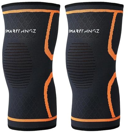 Kniebandage Damen mit Kompression, 2er-Pack, für Training & Spaziergänge | Kniestütze, Silikonstreifen, rutschfest, weiches Nylon, atmungsaktiv, elastisch, diskret tragbar, ohne Einschneiden