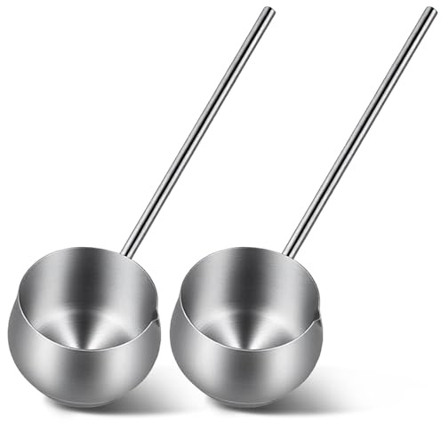 2 Pcs Stainless Steel Soup Ladle with Pour Spout, Long Handle Gravy Scoop Spoon for Punch Bowl, Sauce & Cooking, Heat-Resistant SUS304 Ladle with Spout