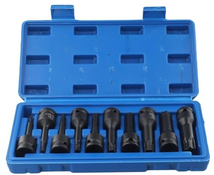 LIANFOND 1 2 Inch Drive Torx Star Bit Socket Set, 10-Piece T20-T80, Chrome Steel, with Portable Storage Box
