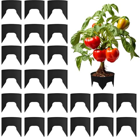 Grow Rings - Runde wiederverwendbare Landschaftseinfassung 24 Stück | Wassersparende Pflanzringe Einfassung für Garten Balkon Hof Tomaten Pfeffer Strauch Baumwurzelschutz