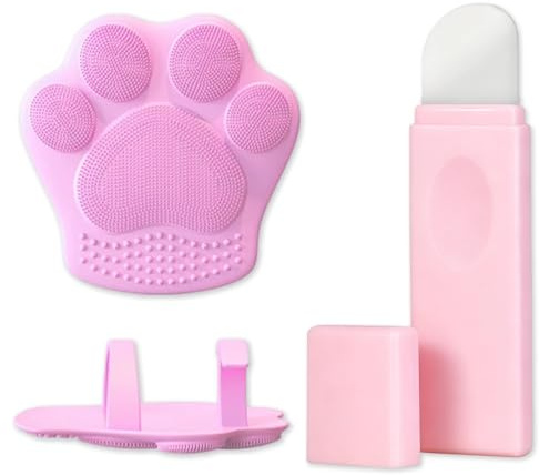 Extracteur de Point Noir et Brosse Nettoyante Visage, Kit de Nettoyage Profond avec Spatule en Acier Inoxydable et Brosse Silicone pour Pores et Comédons, Soin du Visage Exfoliant, Rose