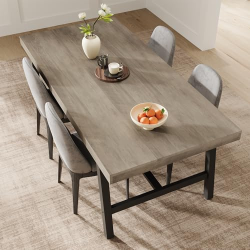 Industrieller Esstisch 180 cm – Großer Holztisch für 6-8 Personen – Rechteckig, stabiles Metallgestell, modern & robust – Perfekt für Esszimmer, Küche & Wohnzimmer – Farbe: Grau