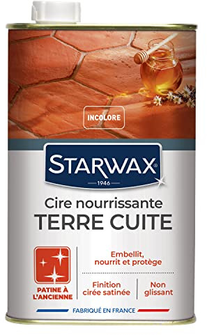 STARWAX - Cire Nourrissante Terre Cuite Patine à l'Ancienne - Nourrit et Préserve les Sols en Terre Cuite et Tomettes - Teinte Incolore - Non Glissant - Fabriqué en France - 2x 1L - 30m² environ