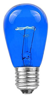 Novelty Lights Lot de 25 ampoules de rechange Edison S14 pour patio extérieur, culot moyen E26, bleu, 11 W
