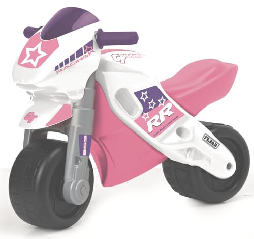 FEBER - Motofeber 2 Racing Pink, rosafarbenes Kinderfahrzeug mit Helm und Breiten Rädern für Stabilität und Schutz, für drinnen und draußen, für Jungen und Mädchen von 3 bis 5, Famosa (800008174)