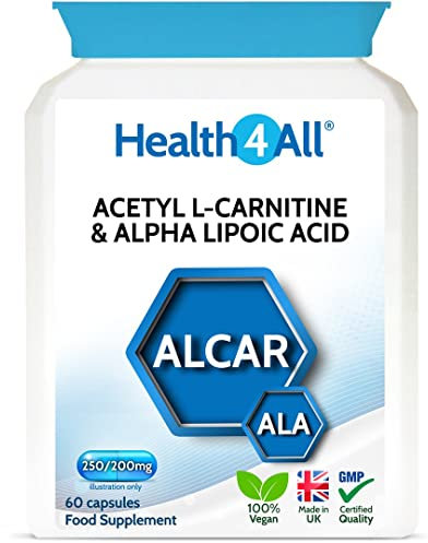 Health4All Acetyl L-Carnitine 250mg & Alpha Lipoic Acid 200mg 60 Capsules, Vegan ALCAR & ALA Supplement for Brain Health, Memory, Focus and Mental Clarity | Made in UK