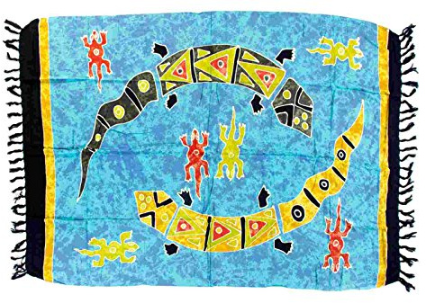Ciffre Ca 80 Modelle Sarong Pareo Wickelrock Handtuch Strandtuch Wickelkleid Deko Gecko Bemalt Fair Trade