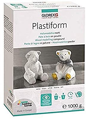 GLOREX 6 8071 20 - Plastiform Holzmodelliermehl elfenbein, aus Fichtenholz, 1000 g, lufttrocknende Modelliermasse, leicht wie Holz