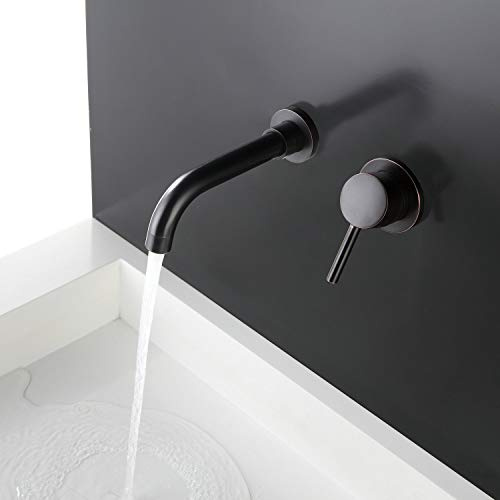 Einhandmischer Wasserhahn Wand Waschtischarmaturen für Bad (Schwarz)
