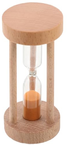 Supvox Holz Sanduhr 3 Minuten Timer für Küche Lernen und Dekoration | Kompaktes Design, orangefarbener Sand, für Kochen, Spiele, Lernen, Büro und als dekoratives Geschenk geeignet