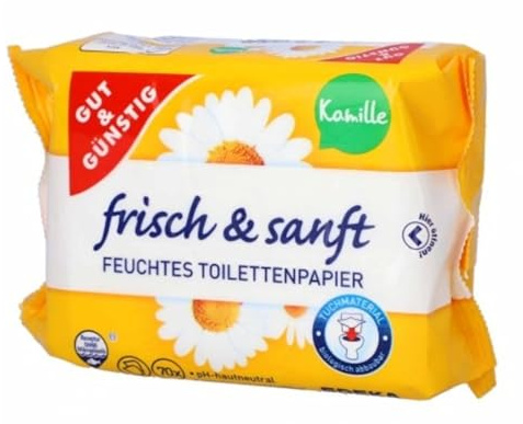 Feuchtes Toilettenpapier Kamille, 8er Pack (8 x 70 Blatt)