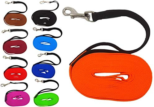 Schleppleine Fährtenleine mit Rückdämpfer 3m - 50 m für mitterle und große Hunde 20mm / 25mm breit (5m, Braun Gurtbreite: 25mm)