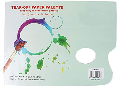 Paleta de Papel Desechable para Acuarela, Óleo y Acrílico, 30 Hojas Arrancables A4 Resistentes al Agua con Orificio para Pulgar, Mezcla Fácil sin Limpieza para Estudio, Viaje y Pi