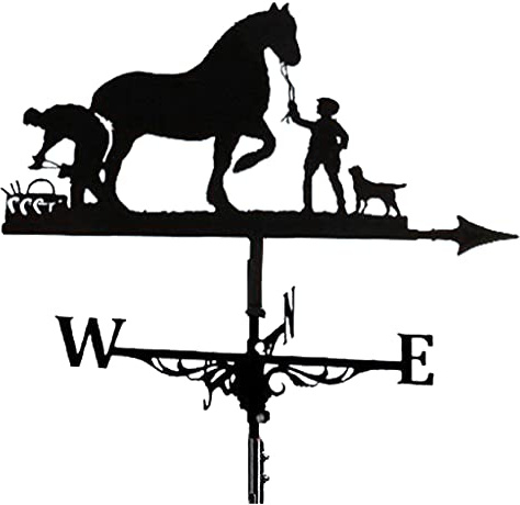 Generic Weather Vane, Iron Durable Retro Farm Scene Garden Stake Weather Vane Professional Measuring Tools, Horse