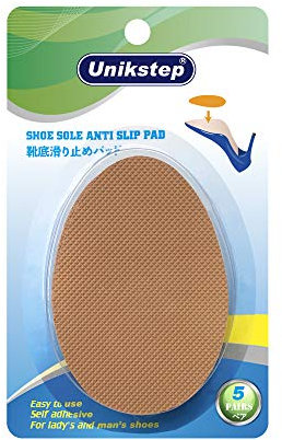 Unikstep Lot de 5 paires de patins antidérapants pour semelles de chaussures, patins autocollants en caoutchouc, protection du sol et réduction des bruits de talon (kaki)