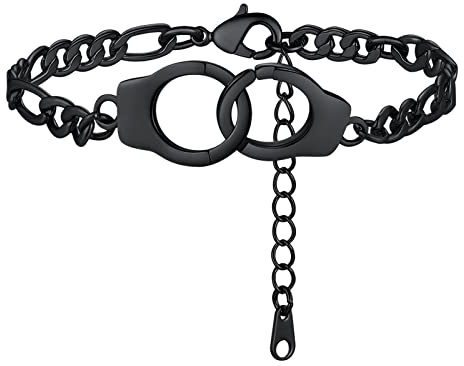 FindChic Chaine de Cheville Femme Noir Menotte Bracelet de Pied Femme Inoxydable 22 cm Raglable Chaines Fille Ajustable Bijoux Plage Ete Vacance