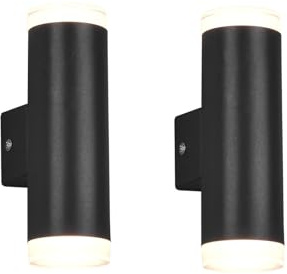 2er SET Badezimmer Wandleuchten Up & Down in Schwarz matt, Höhe 16cm