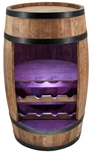 CREATIVE COOPER Weinregal - Weinschrank Mini Bar - Alkohol Schrank mit LED - Weinfass - Fass bar - Weinbar - Fassbar - Barschrank - 80cm hoch - Retro deko Bar Regal - Hausbar Theke - Fassmöbel wenge