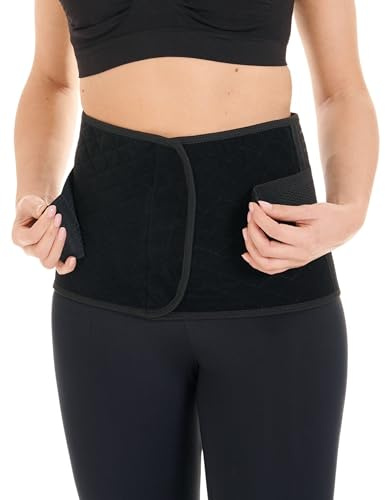 Herzmutter Bauchbinde Postpartum - nach Geburt - Rückbildung nach Schwangerschaft-Kaiserschnitt-OP - verstellbarer Bauchweggürtel-Korsett - 3500 (Schwarz, XL)